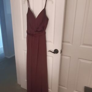 Davids bridal long maroon formal dress, size 4.